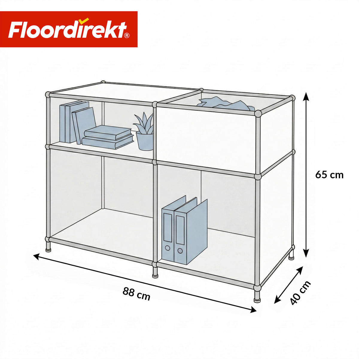 SIDEBOARD Concept Epure MK-030 88/65/40 cm  - Weiß, Basics, Metall (88/65/40cm) - Floordirekt