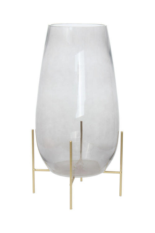 VASE  - Goldfarben/Grau, Design, Glas/Metall (25/48,5/25cm) - Kayoom