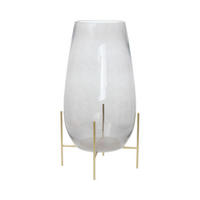VASE  - Goldfarben/Grau, Design, Glas/Metall (25/48,5/25cm) - Kayoom