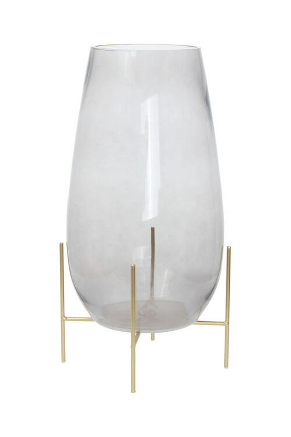 VASE  - Goldfarben/Grau, Design, Glas/Metall (25/48,5/25cm) - Kayoom