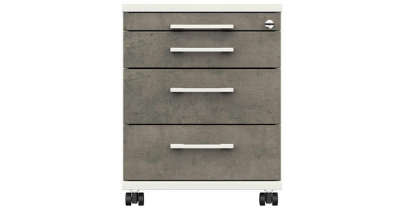 ROLLCONTAINER Graphitfarben, Weiß - Graphitfarben/Weiß, Design, Holzwerkstoff/Kunststoff (42,7/54,4/60cm) - Moderano