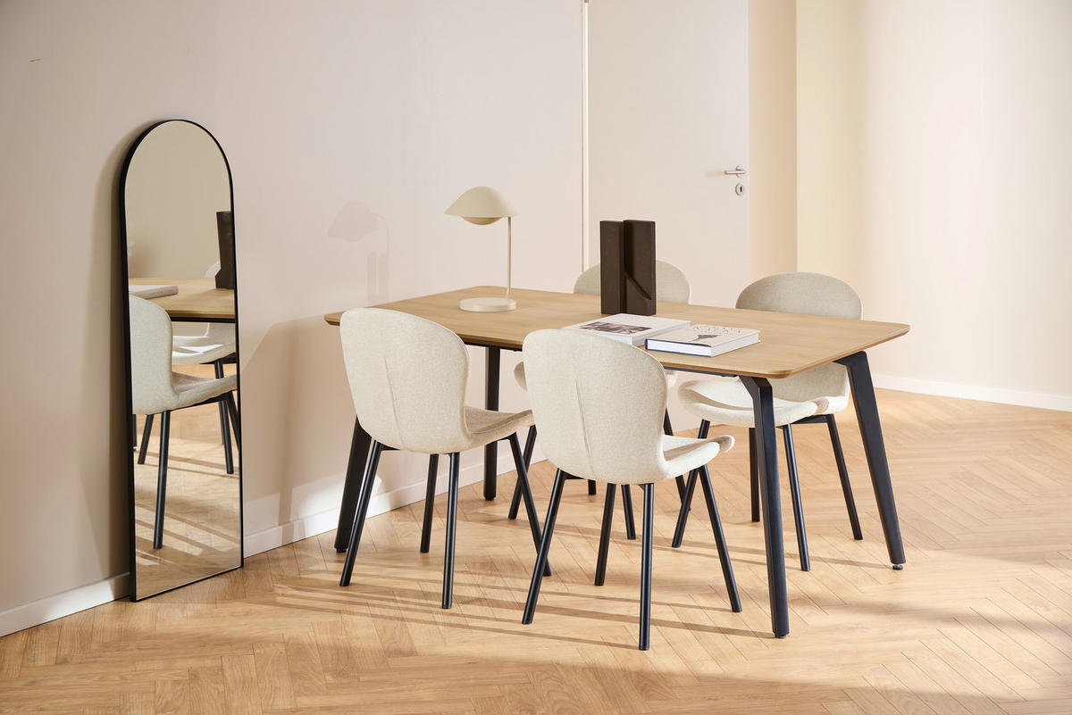 ESSTISCH rechteckig Naturfarben  - Schwarz/Naturfarben, Trend, Holzwerkstoff/Metall (160/75/90cm) - MID.YOU
