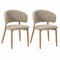 STUHL-SET 2 Stück  in Stahl Bouclé  - Sandfarben, MODERN, Textil/Metall (54/79/54cm) - Livetastic