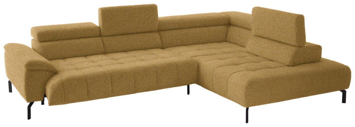 ECKSOFA in Chenille Currygelb  323/222 cm  - Currygelb/Schwarz, Design, Textil/Metall (323/222cm) - Beldomo Style
