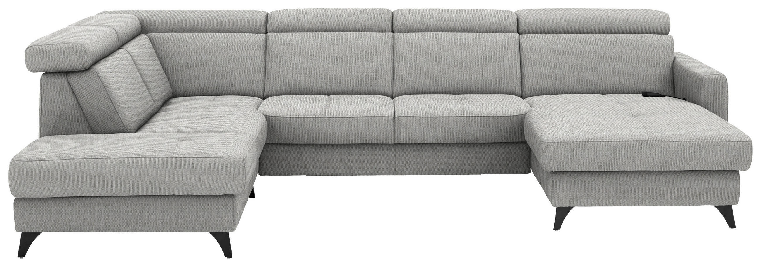 WOHNLANDSCHAFT Flachgewebe Sandfarben  - Sandfarben/Schwarz, Konventionell, Textil/Metall (215/333/174cm) - Beldomo System