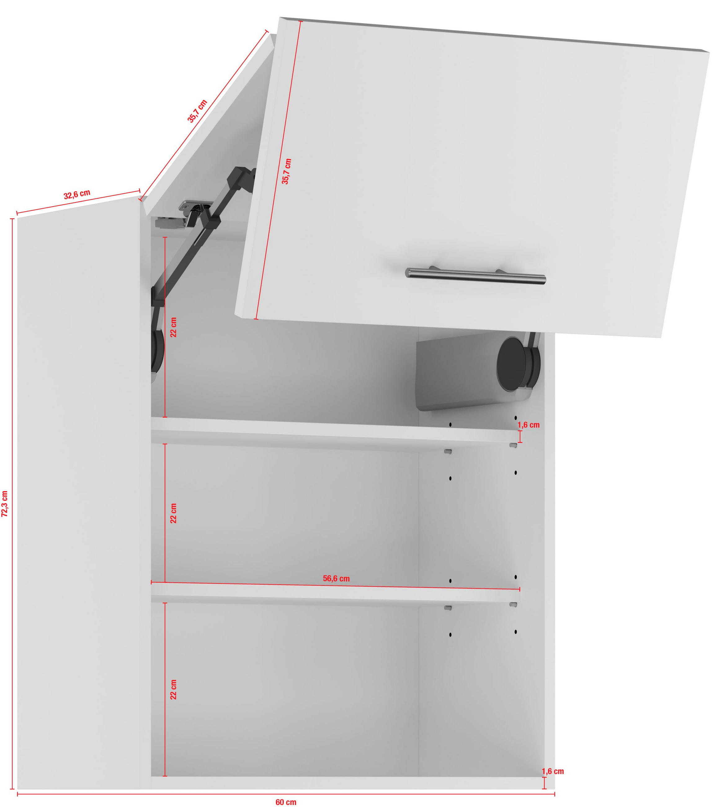 KÜCHENOBERSCHRANK 60/72,3/34,2 cm  in Weiß  - Edelstahlfarben/Weiß, Basics, Holzwerkstoff/Metall (60/72,3/34,2cm) - Impuls
