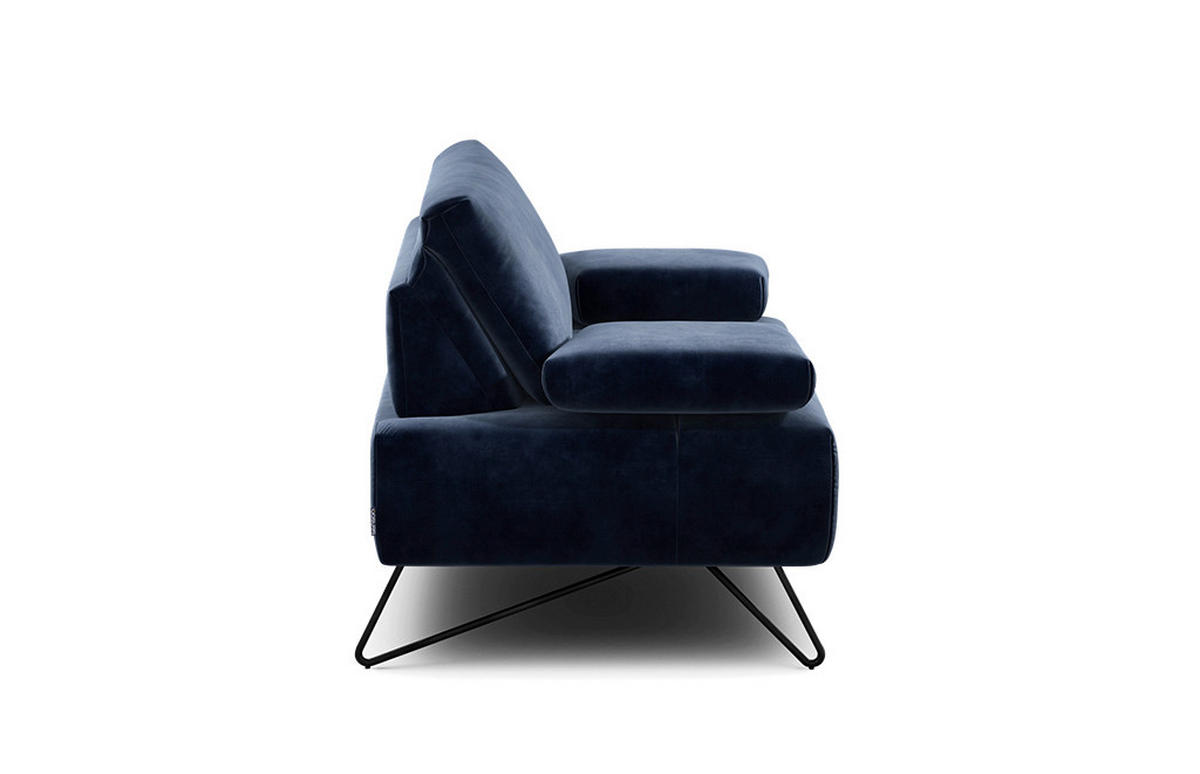 SESSEL Samt Dunkelblau    - Schwarz/Dunkelblau, Design, Textil/Metall (114-142/85/86-94cm) - SENSOO