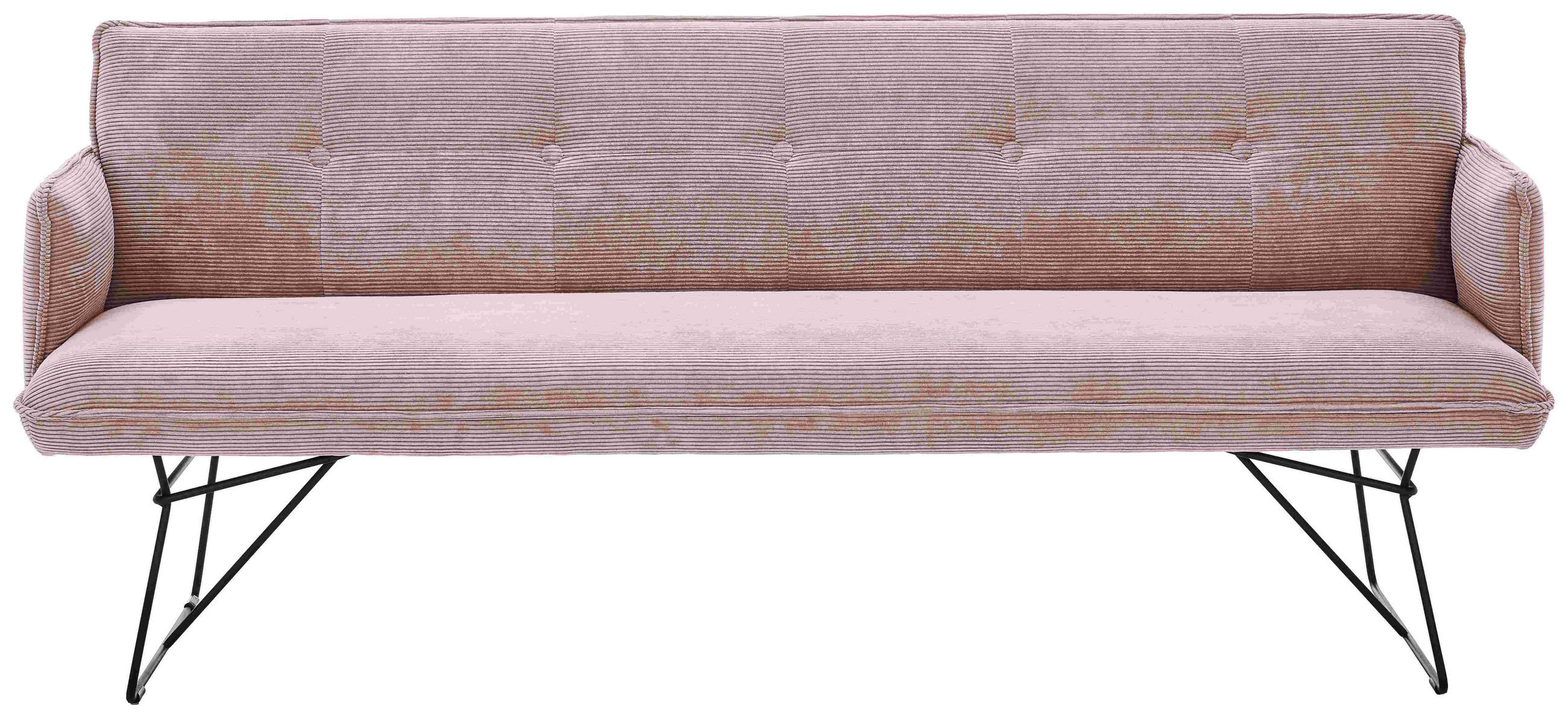SITZBANK 212/89/70 cm Feincord Altrosa Metall  - Schwarz/Altrosa, Design, Textil/Metall (212/89/70cm) - Pure Home Lifestyle