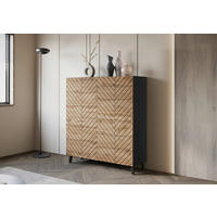 HIGHBOARD  in 120/130/39 cm  - Eiche Wotan/Schwarz, Trend, Holzwerkstoff/Kunststoff (120/130/39cm) - Livetastic