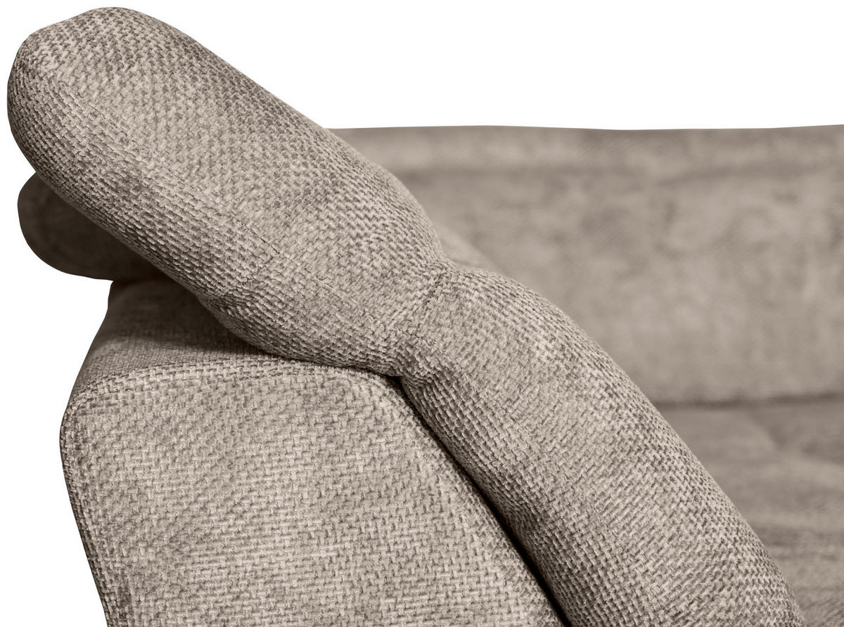 WOHNLANDSCHAFT Beige Struktur  - Beige/Schwarz, KONVENTIONELL, Textil/Metall (253/357/188cm) - Carryhome