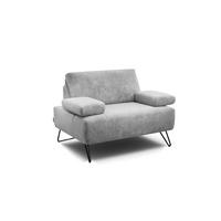 SESSEL Samt Hellgrau    - Hellgrau/Schwarz, Design, Textil/Metall (114-142/85/86-94cm) - SENSOO