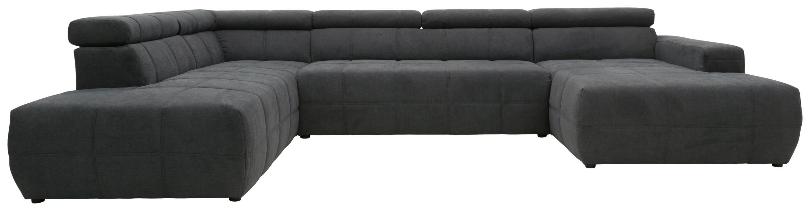 WOHNLANDSCHAFT Dunkelgrau Mikrofaser  - Dunkelgrau/Schwarz, Design, Kunststoff/Textil (228/359/175cm) - MID.YOU