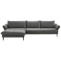 ECKSOFA in Echtleder Anthrazit  172/334 cm  - Anthrazit/Schwarz, Design, Leder/Metall (172/334cm) - Hukla