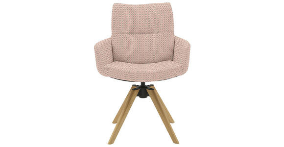 ARMLEHNSTUHL  Sitzfläche 360° drehbar, mit Griff Flachgewebe  Rosa  - Eichefarben/Rosa, Design, Holz/Textil (62/90/68cm) - Valnatura