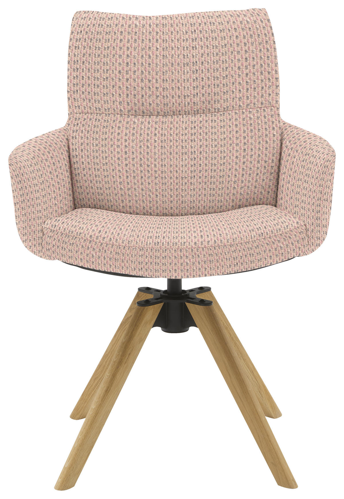 ARMLEHNSTUHL  Sitzfläche 360° drehbar, mit Griff Flachgewebe  Rosa  - Eichefarben/Rosa, Design, Holz/Textil (62/90/68cm) - Valnatura
