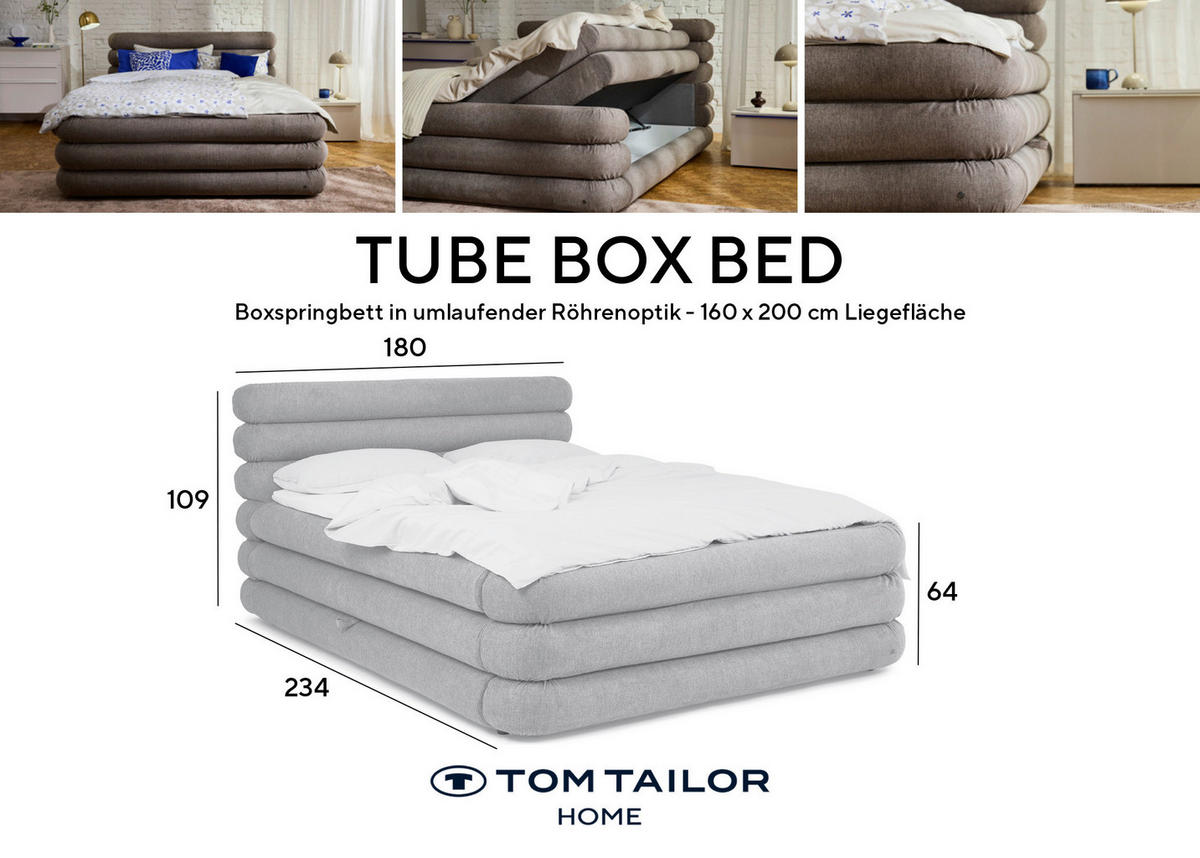 BOXSPRINGBETT 160/200 cm,  in Braun, Bettkasten, Topper, Matratzen, H3 = fest  - Schwarz/Braun, Design, Kunststoff/Textil (160/200cm) - Tom Tailor