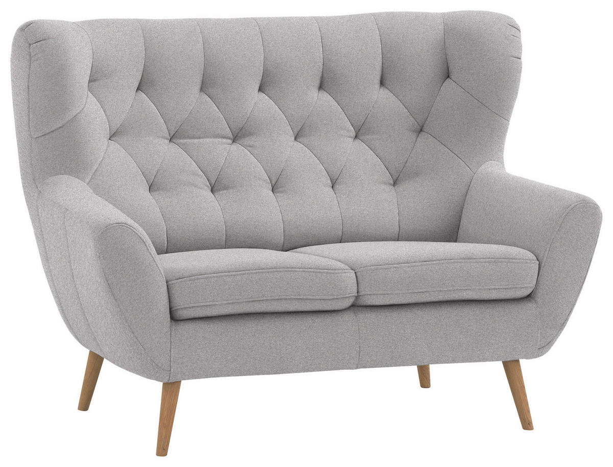 2-SITZER-SOFA in Mikrofaser Taupe  - Taupe/Eichefarben, Design, Holz/Holzwerkstoff (138/104/92cm) - Stylife