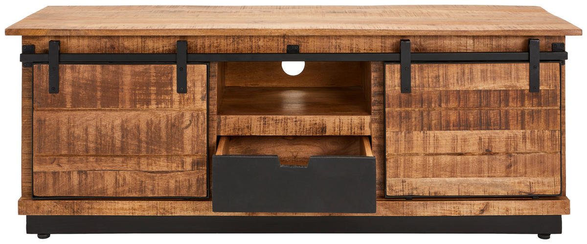 LOWBOARD Lusaka  in 140/50/40 cm  - Schwarz/Braun, Natur, Holz (140/50/40cm) - Livetastic