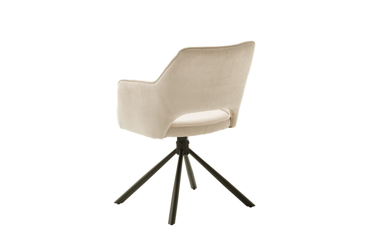 ARMLEHNSTUHL  Sitzfläche 180° drehbar Cord  - Beige/Creme, MODERN, Textil/Metall (61/85/61cm) - Livetastic