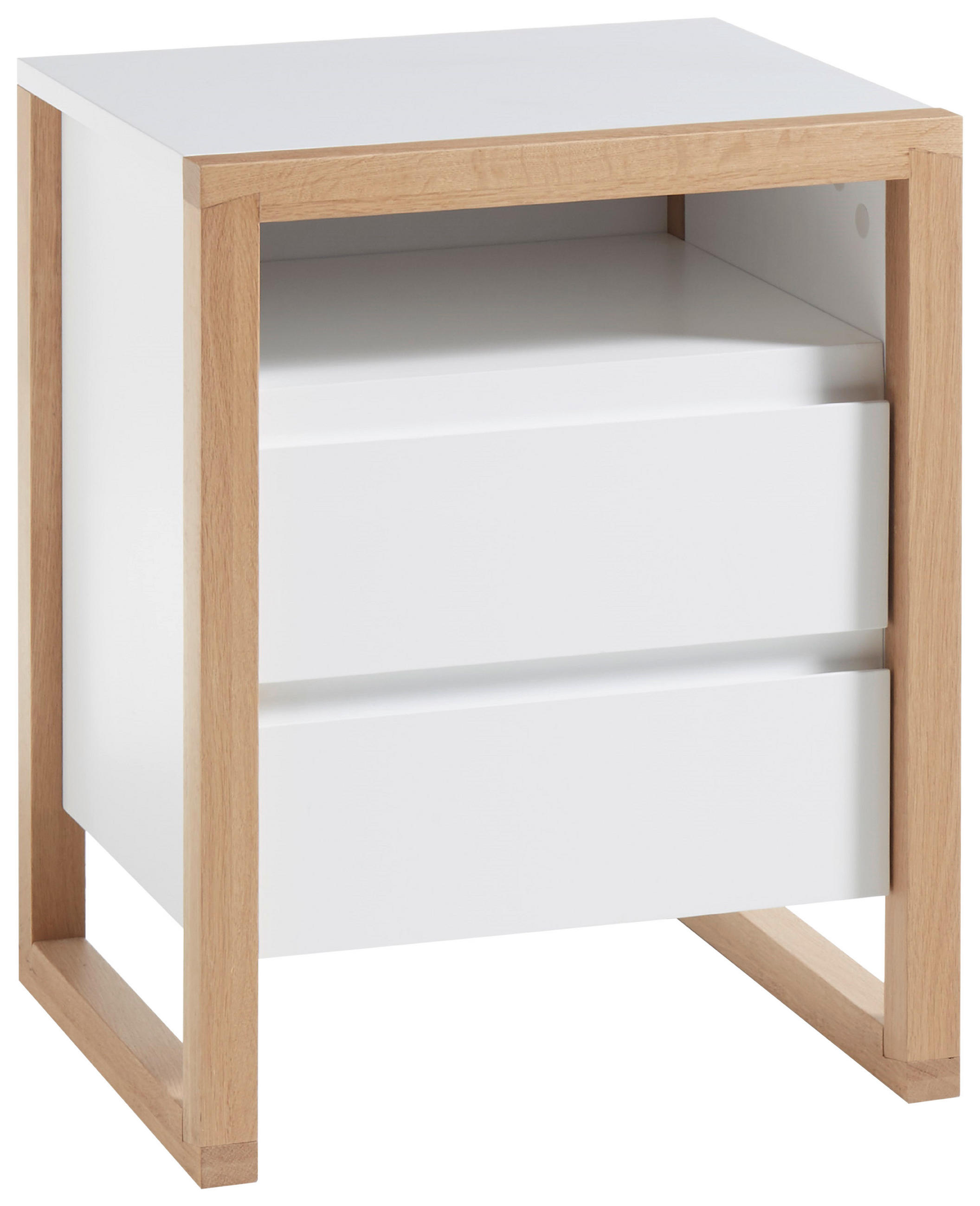 NACHTSCHRANK 48/60/40 cm Eiche massiv  - Eichefarben/Weiß, Basics, Holz/Holzwerkstoff (48/60/40cm)