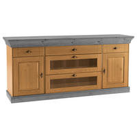 SIDEBOARD  185/85/45 cm 5 Schublade(n)  - Laugenfarbig/Grau, ROMANTIK / LANDHAUS, Glas/Holz (185/85/45cm) - Boxxx