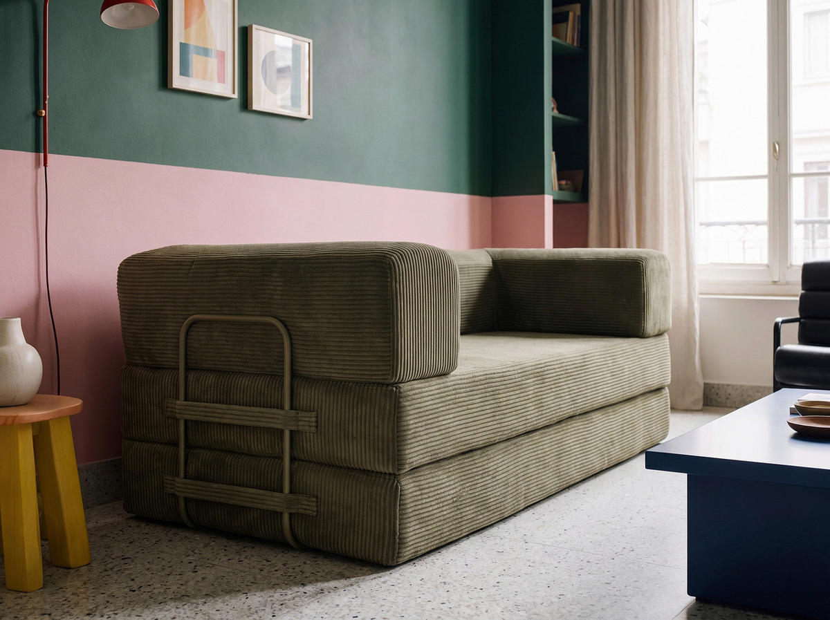 SCHLAFSOFA Cord Grün  - Grün, MODERN, Textil (200/70/90cm) - Livetastic
