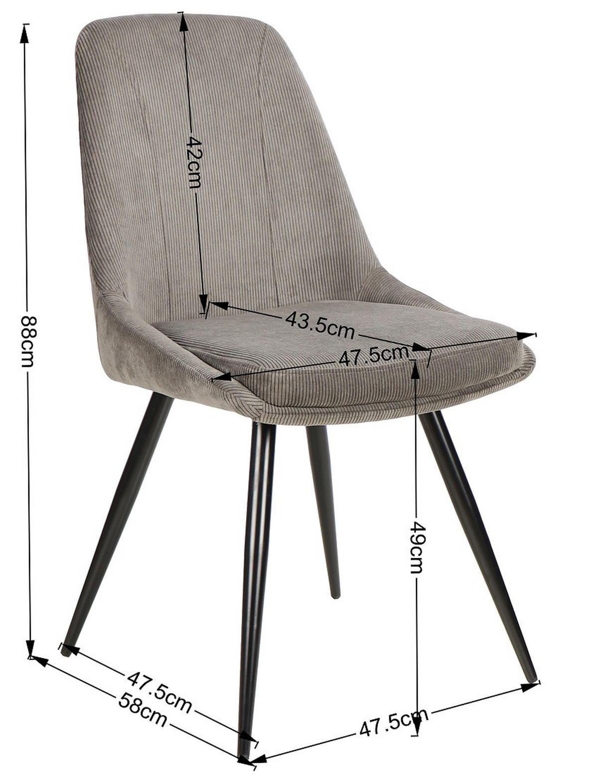 STUHL  in Eisen Leinenoptik Holz, Metall, Textil  - Beige/Schwarz, MODERN, Holz/Textil (49/88/59cm) - MID.YOU
