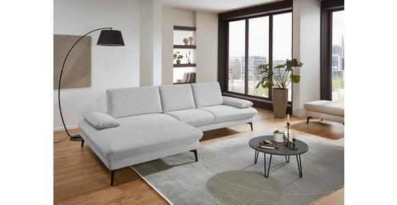 ECKSOFA in Chenille, Mikrofaser Hellgrau 157/299 cm - Hellgrau/Schwarz, Design, Textil/Metall (157/299cm) - Dieter Knoll