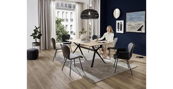 STUHL Echtleder Anthrazit, Dunkelgrau - Dunkelgrau/Anthrazit, Design, Leder/Metall (48/89/61cm) - Dieter Knoll