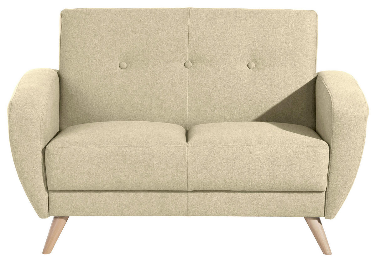 2-SITZER-SOFA in Samt, Velours Beige  - Beige/Naturfarben, Design, Holz/Textil (136/85/82cm) - Max Winzer