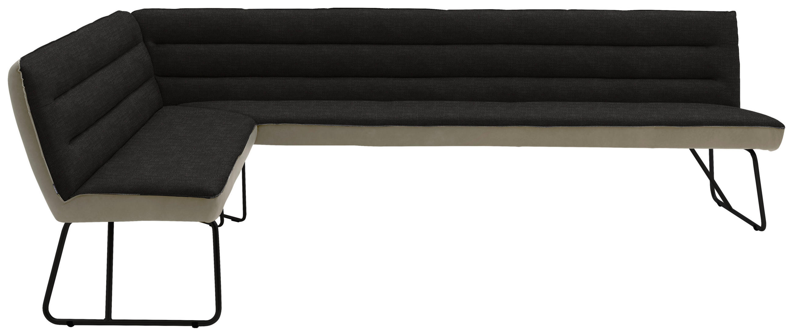 ECKBANK in Metall, Textil Anthrazit, Schwarz, Greige  - Greige/Anthrazit, Design, Textil/Metall (184/304cm) - Dieter Knoll