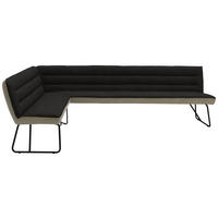 ECKBANK in Metall, Textil Anthrazit, Schwarz, Greige  - Greige/Anthrazit, Design, Textil/Metall (184/264cm) - Dieter Knoll