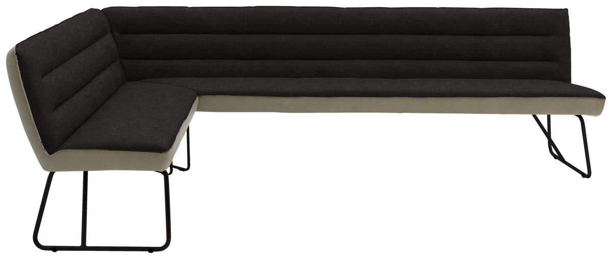 ECKBANK in Metall, Textil Anthrazit, Schwarz, Greige  - Greige/Anthrazit, Design, Textil/Metall (184/264cm) - Dieter Knoll