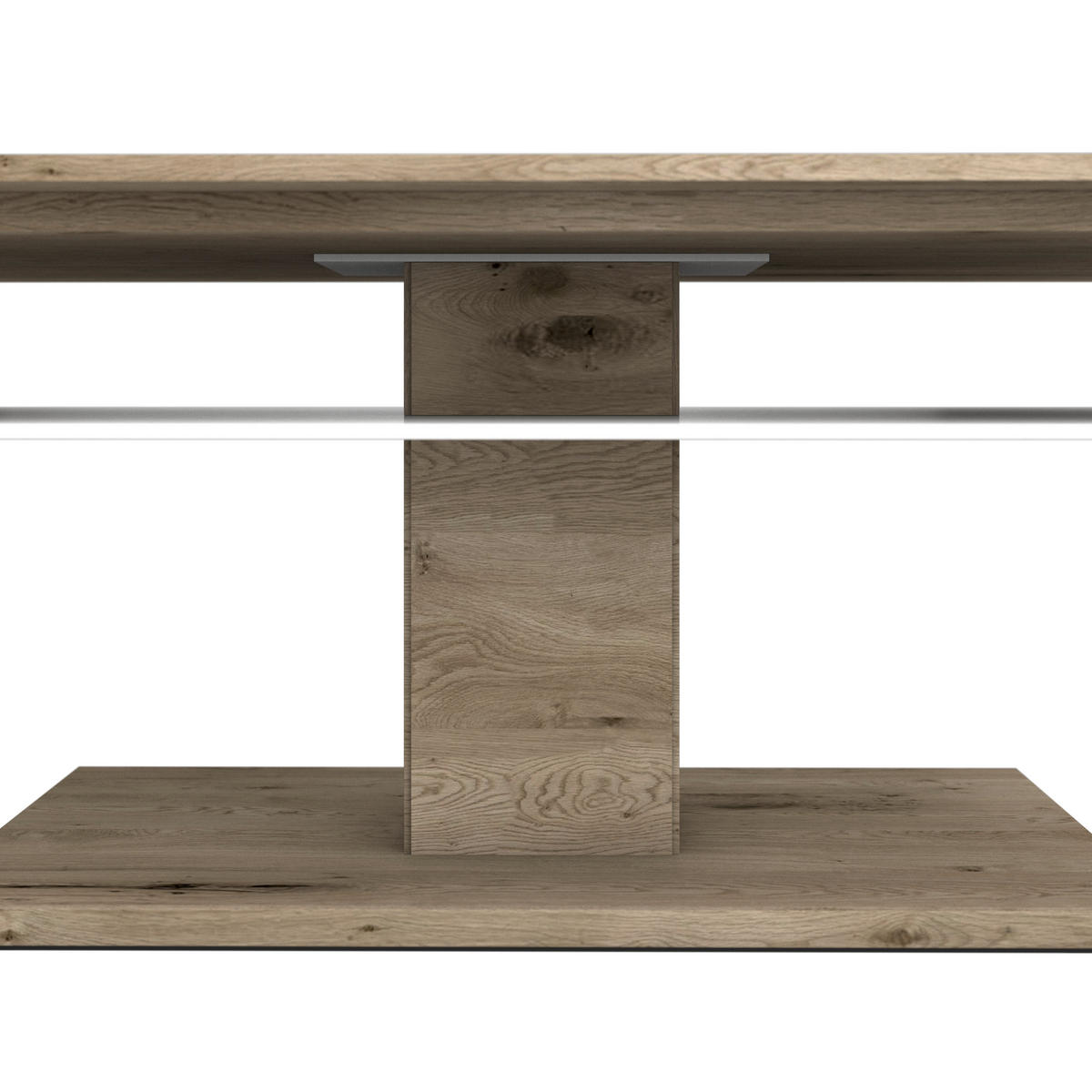 COUCHTISCH in Holz, Glas 120/75/46 cm  - Weiss/Eichefarben, Design, Glas/Holz (120/75/46cm) - Voglauer