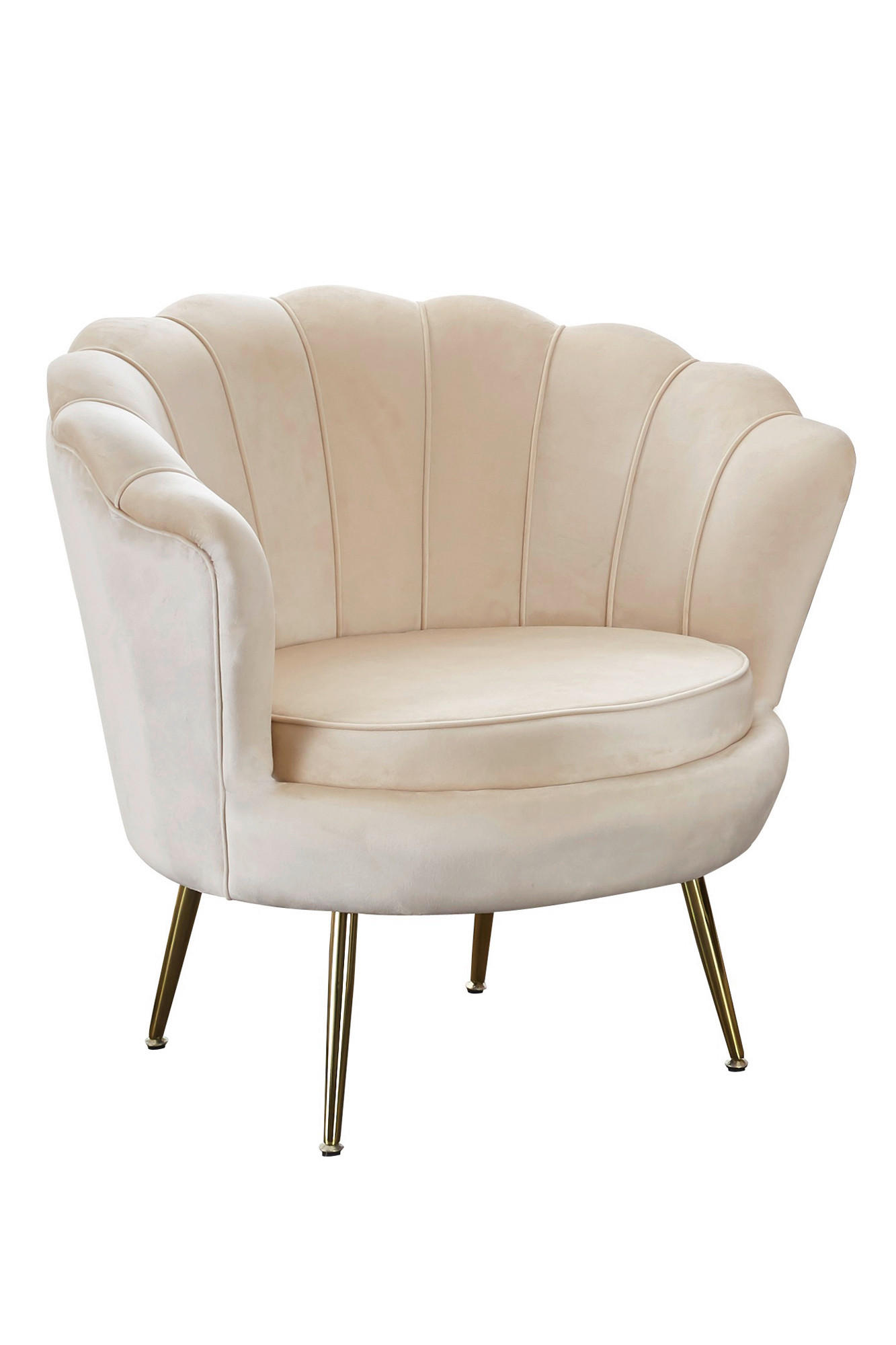 SESSEL in Samt Beige - Beige/Goldfarben, MODERN, Textil/Metall (76/78/76cm) - Livetastic