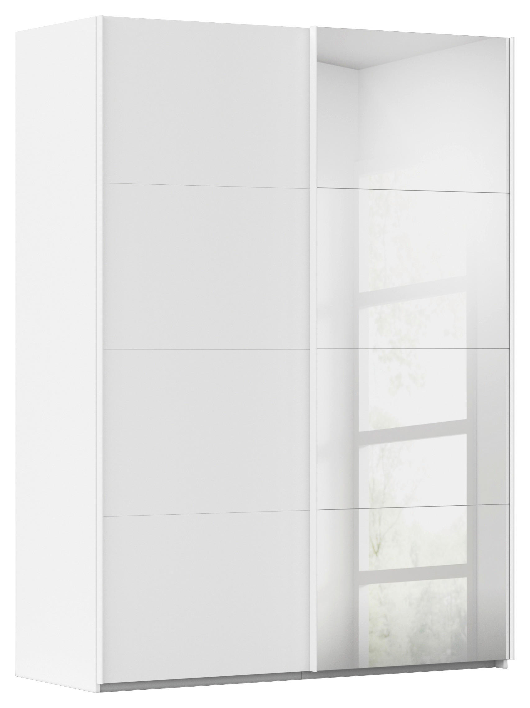 SCHWEBETÜRENSCHRANK 162/223/68 cm,  in Weiß, 2 Tür(en)  - Weiß, Design, Glas/Holzwerkstoff (162/223/68cm) - Novel