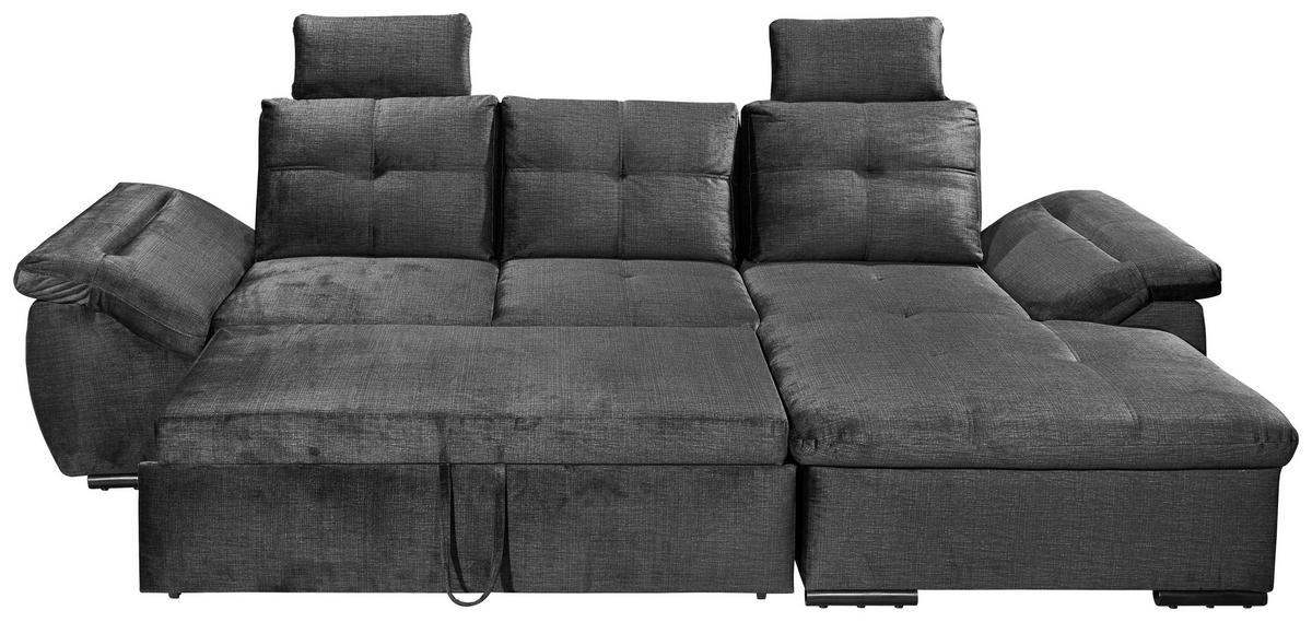 ECKSOFA in Mikrovelours Schwarz  - Schwarz, Konventionell, Kunststoff/Textil (275/170cm) - Carryhome