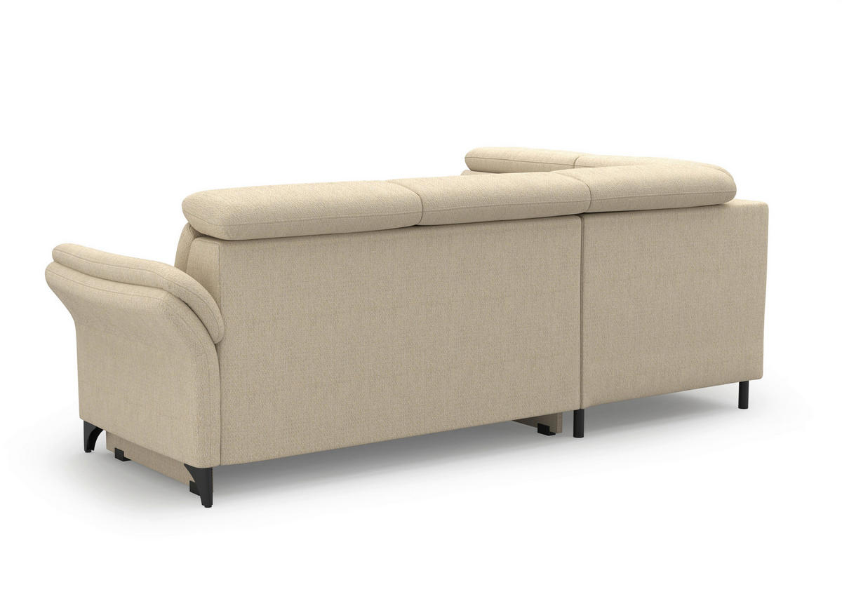 ECKSOFA GLENDALE E in Chenille Sandfarben  193/247 cm  - Sandfarben/Schwarz, KONVENTIONELL, Textil/Metall (193/247cm) - Sit & More