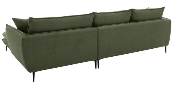 ECKSOFA  in Webstoff Grün  304/196 cm  - Schwarz/Grün, KONVENTIONELL, Textil/Metall (304/196cm) - Hom`in