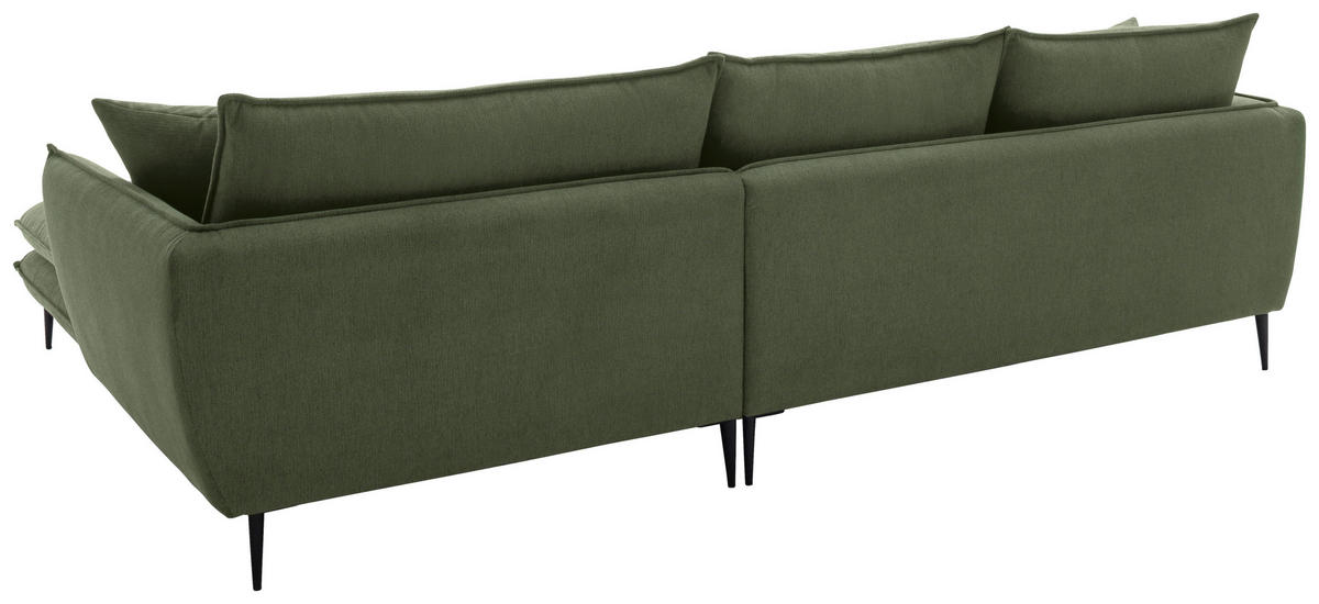 ECKSOFA Grün Webstoff  - Schwarz/Grün, KONVENTIONELL, Textil/Metall (304/196cm) - Hom`in