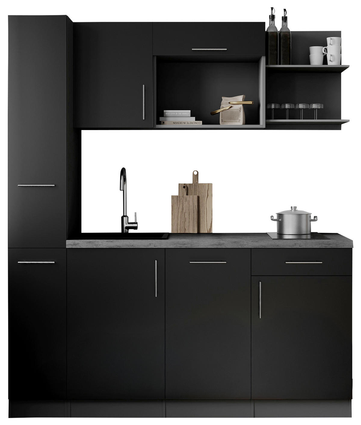MODULKÖK 175 cm   i svart  - svart/grå, Trend, metall/trämaterial (175cm) - Respekta