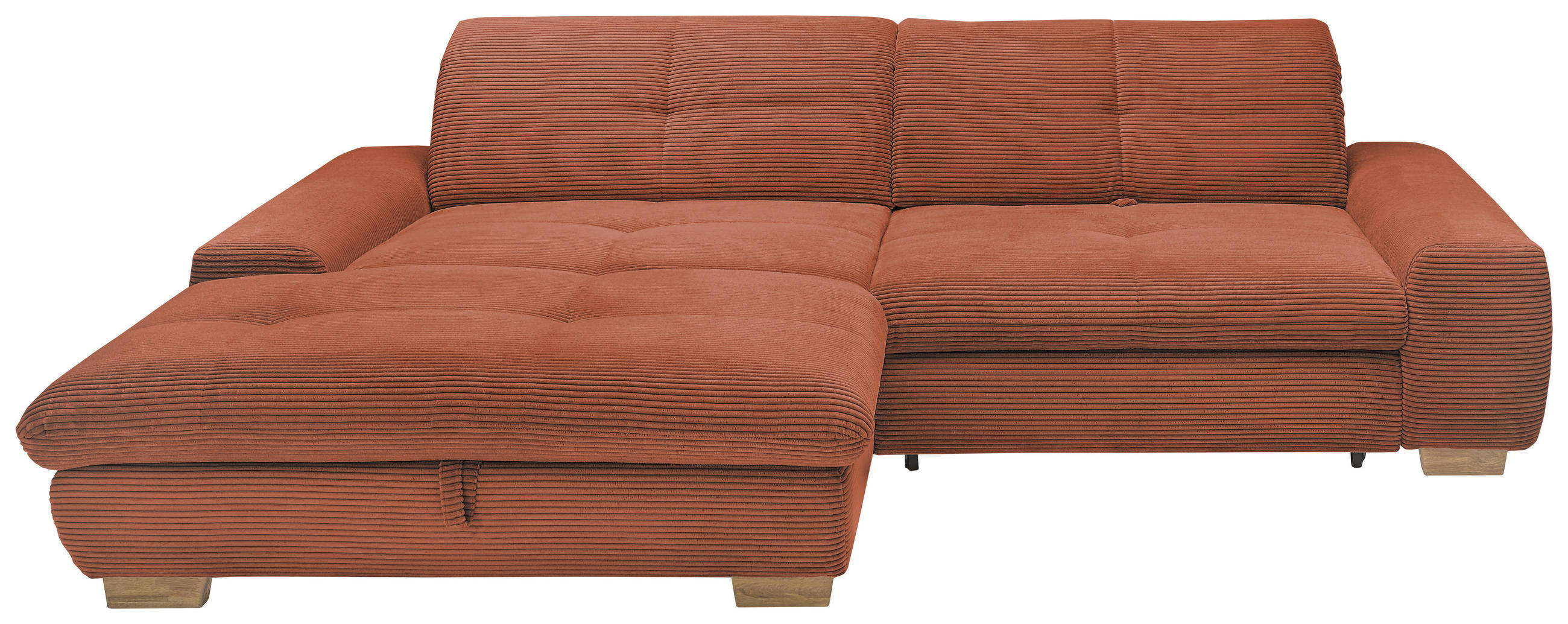ECKSOFA Orange Cord  - Eichefarben/Orange, Design, Holz/Textil (198/276cm) - SetOne by Musterring