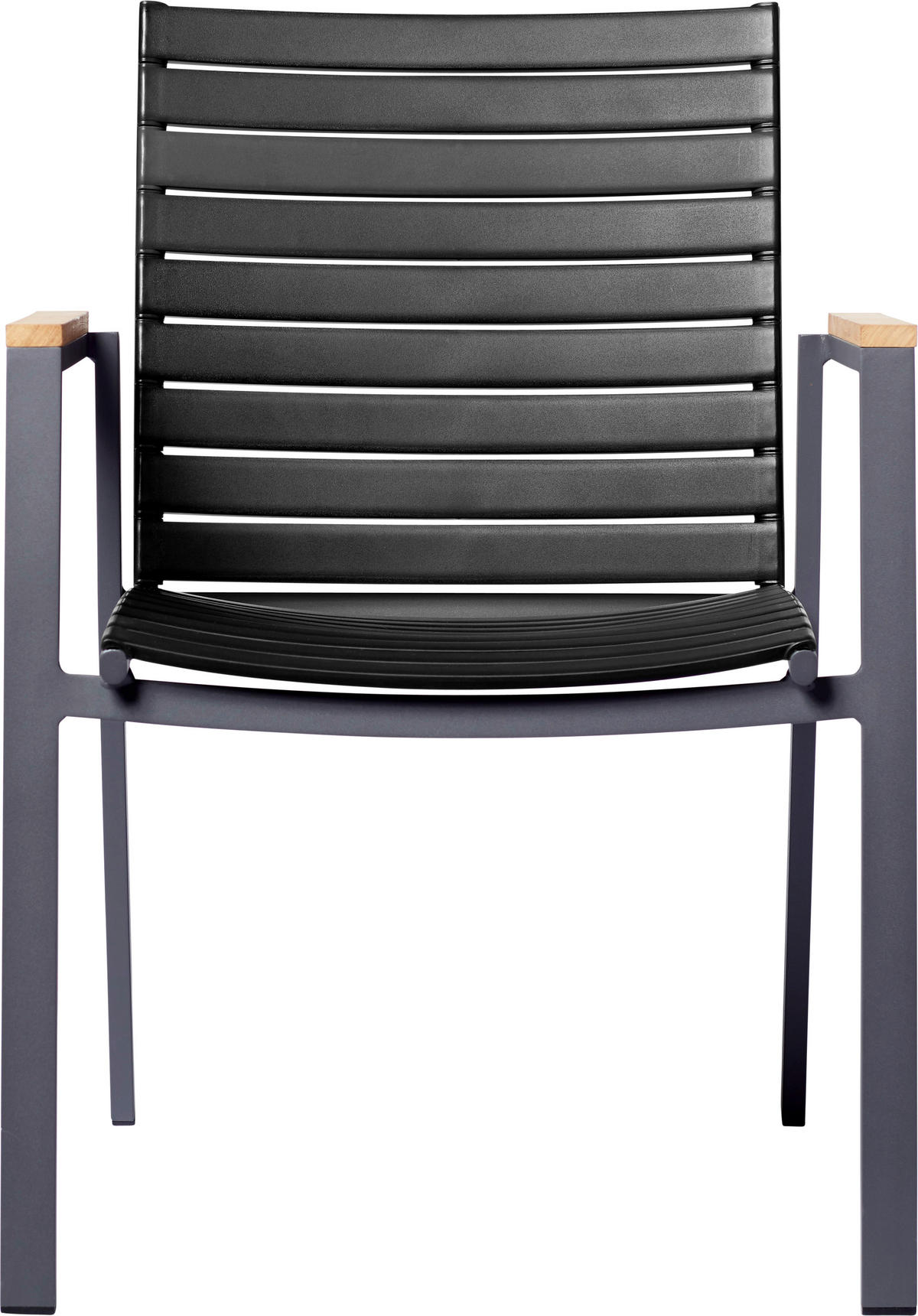 STAPELSTUHL Anthrazit, Schwarz, Teakfarben  - Anthrazit/Schwarz, KONVENTIONELL, Holz/Kunststoff (56,5/84/62cm) - Gardenson