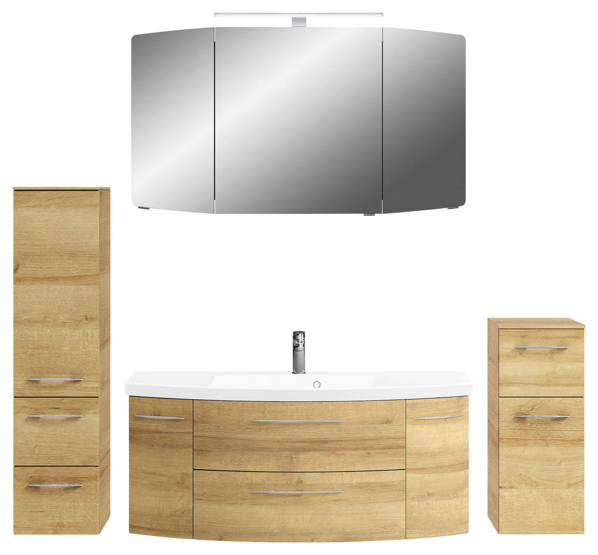 BADEZIMMER 5-teilig  in 181 cm  - Chromfarben/Eichefarben, KONVENTIONELL, Glas/Holzwerkstoff (181cm) - Pelipal