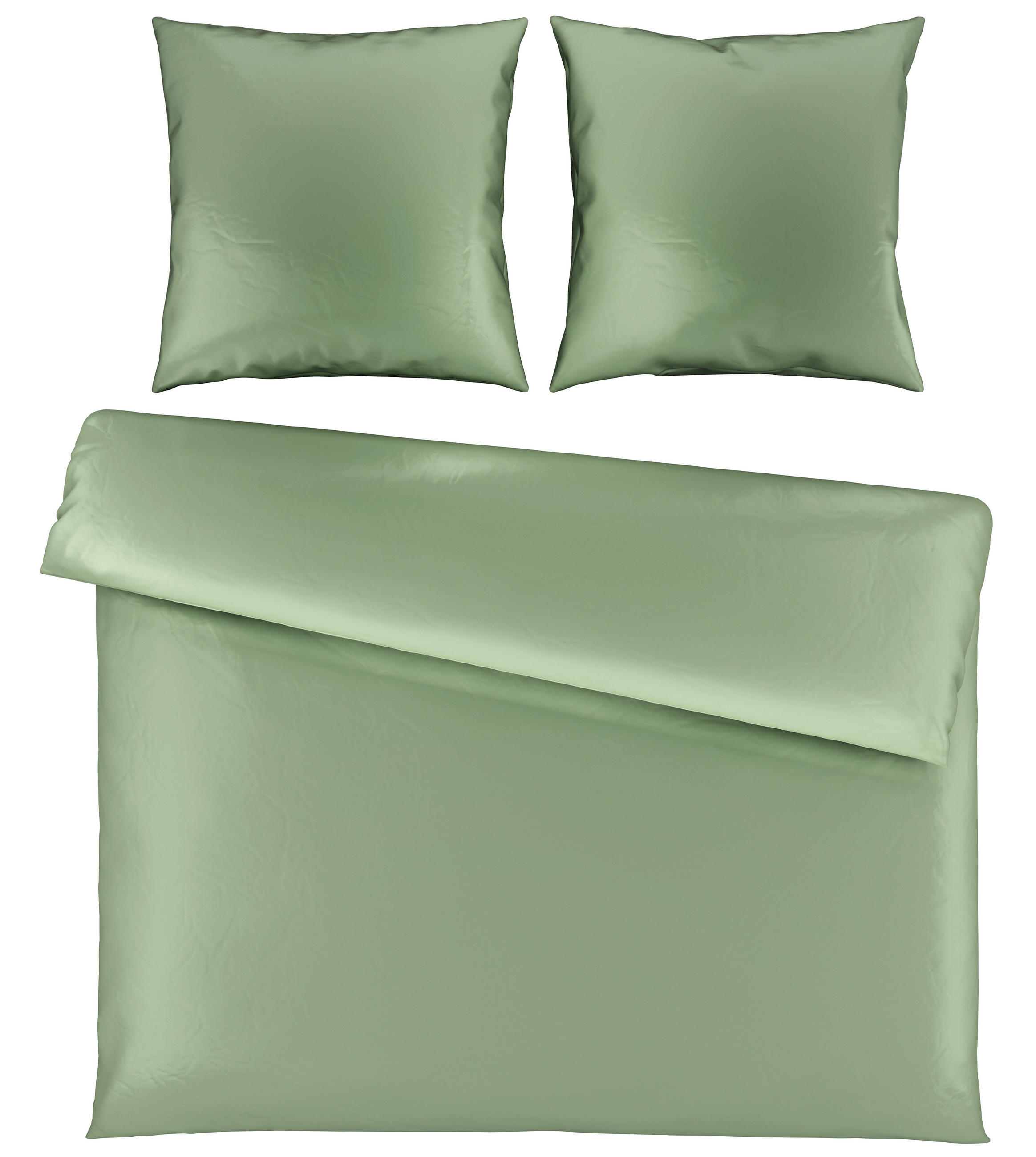 BETTWÄSCHE 3-teilig NIGIRI Satin 200/200 cm  - Salbeigrün, Basics, Textil (200/200cm) - Bio:Vio