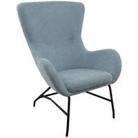 SESSEL in Bouclé Hellblau  - Schwarz/Hellblau, MODERN, Textil/Metall (77/106.5/84cm) - Livetastic