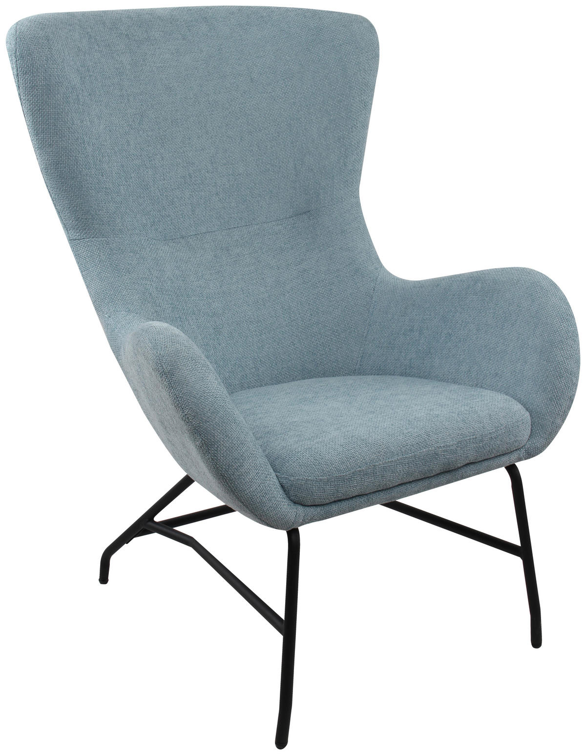 SESSEL in Bouclé Hellblau  - Schwarz/Hellblau, MODERN, Textil/Metall (77/106.5/84cm) - Livetastic