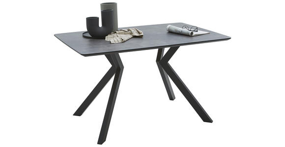 ESSTISCH 130/90/76 cm Metall, Kunststoff Grau, Schwarz rechteckig  - Schwarz/Grau, Design, Kunststoff/Metall (130/90/76cm) - Dieter Knoll