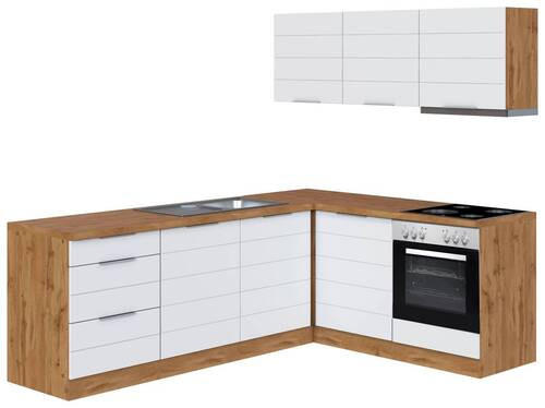 ECKKÜCHE 240/180 cm in Weiß, Eiche Wotan - Eiche Wotan/Weiß, Design, Holzwerkstoff/Metall (240/180cm) - Held