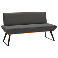 SITZBANK 140/87/64 cm Lederlook Schwarz, Eichefarben, Dunkelgrau Eiche massiv  - Eichefarben/Dunkelgrau, Design, Holz/Textil (140/87/64cm) - Voleo